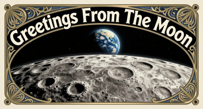 Illustration of an astronaut standing on the moon with Earth rising in the background, evoking dreams beyond the horizon.